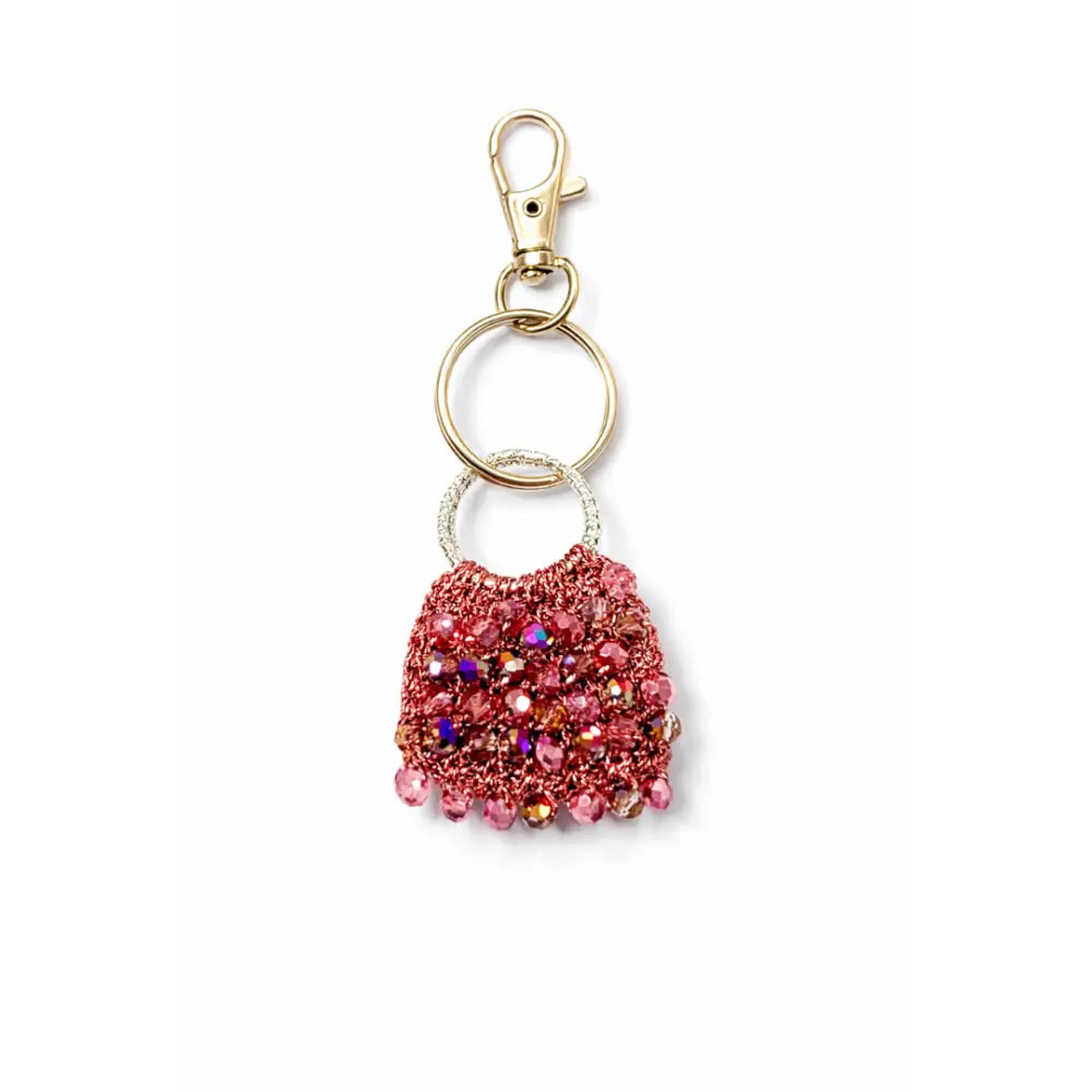 Portachiavi handmade Pochette di Luce con cristalli sfaccettati rosa
