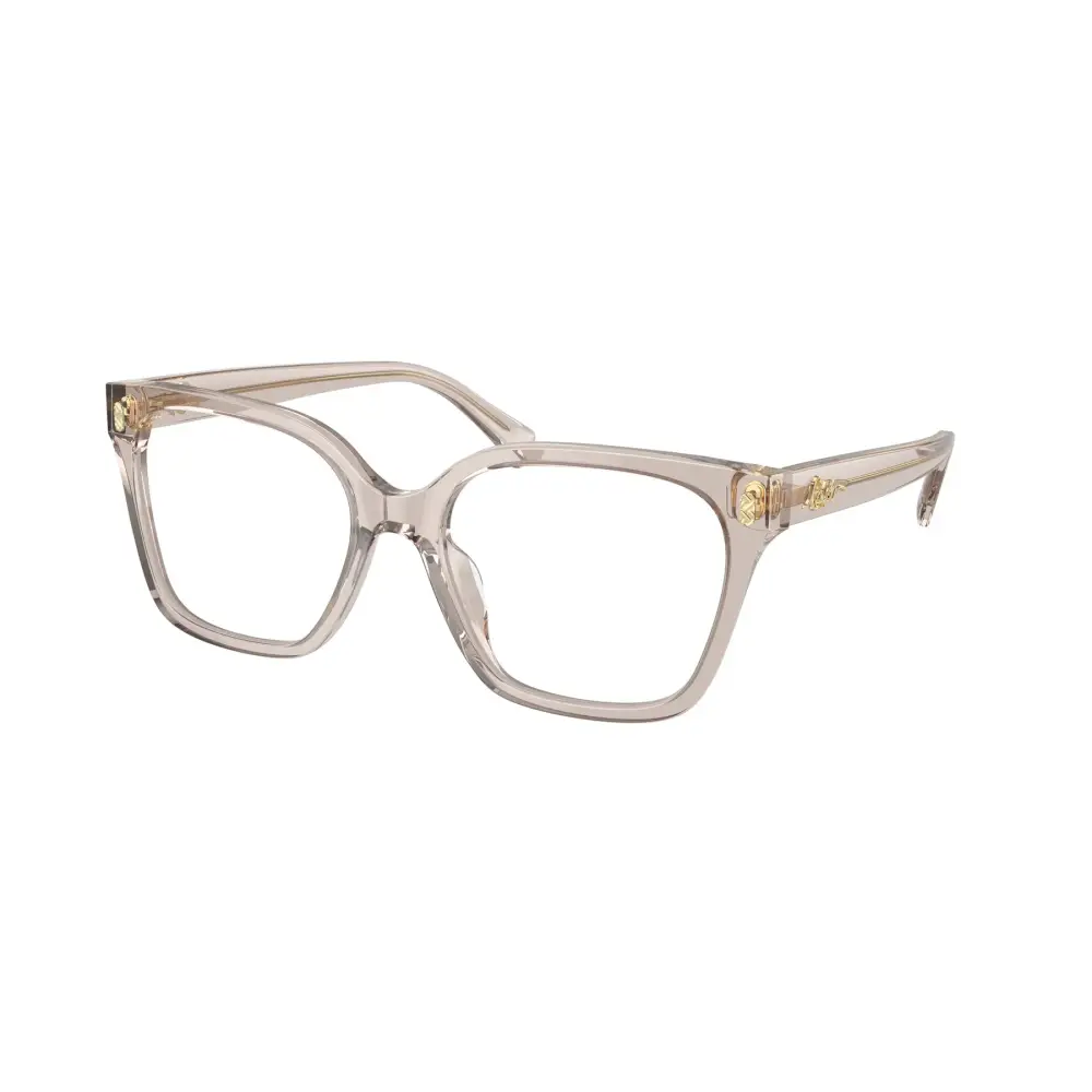 Occhiali da vista Ralph Lauren RA7158U rettangolari in acetato trasparente con accenti oro, calibro 55/18, colore 5001