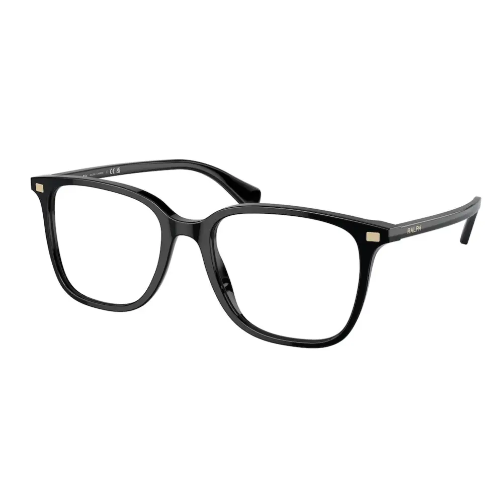 Occhiali da vista rettangolari neri in acetato con accenti dorati Ralph Lauren RA7147 5001 55/19