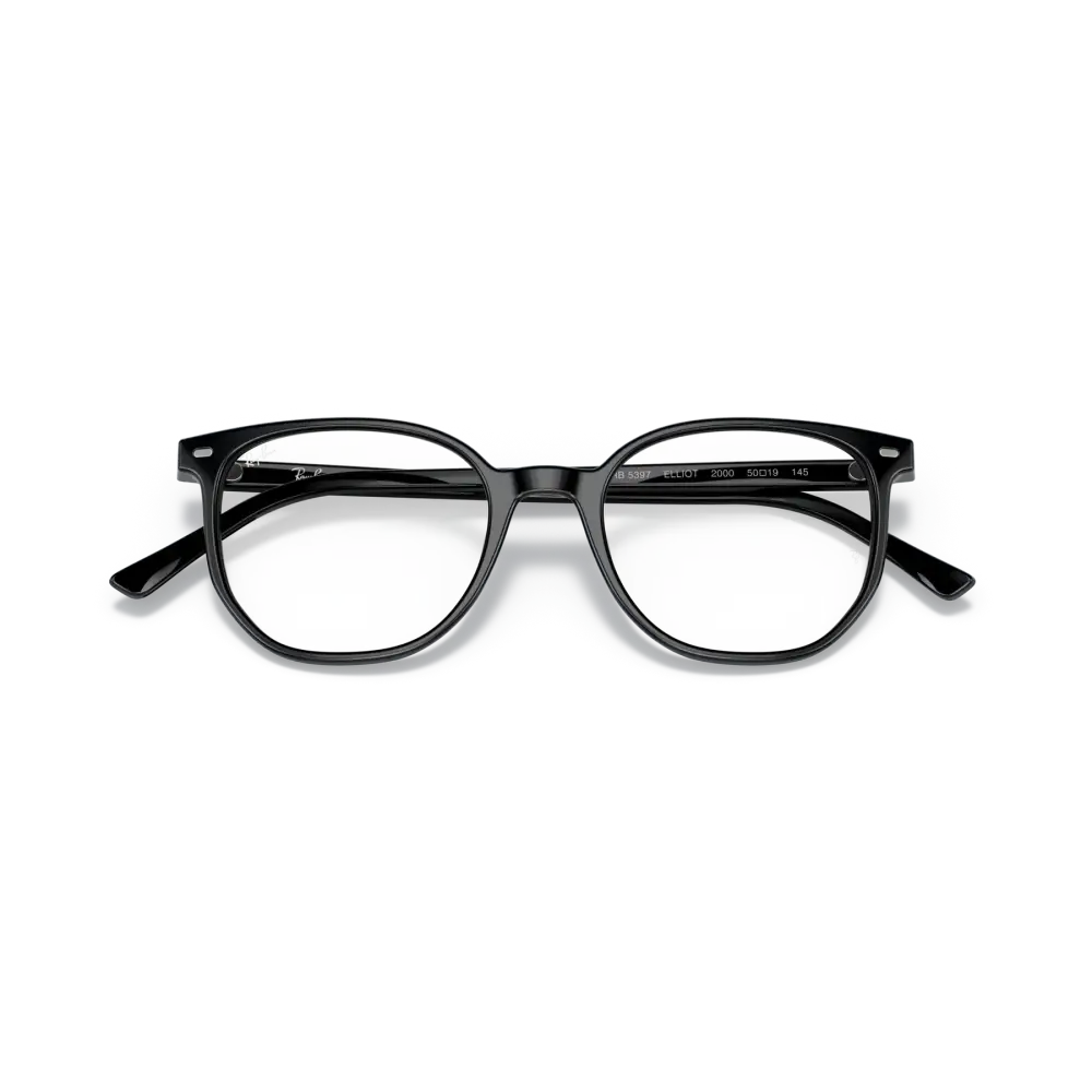 Occhiali Ray-Ban Elliot unisex RB5397 neri tondi con lenti trasparenti