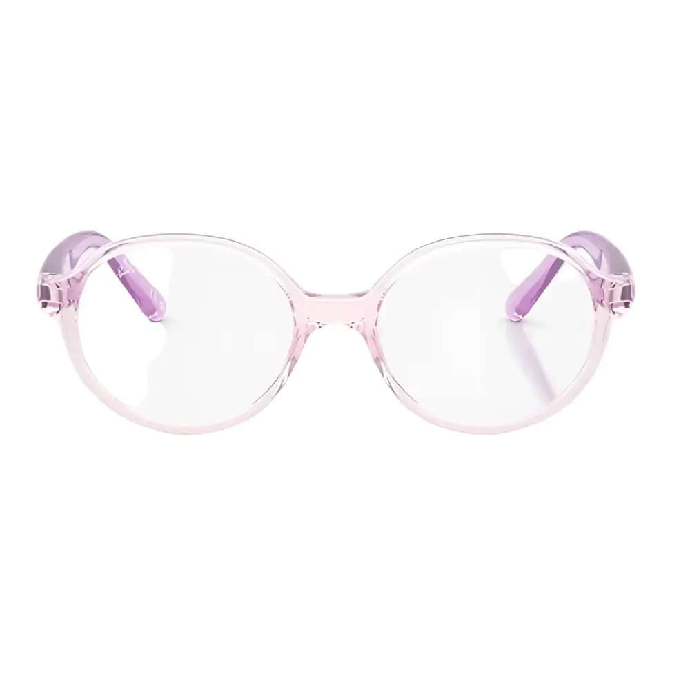 Ray ban junior montatura da vista bambina rb1905 con montatura tonda traslucida rosa e aste viola