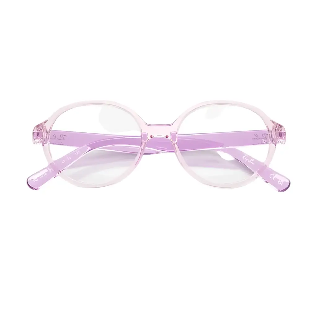 Ray ban junior montatura da vista bambina rb1905 con occhiali tondi trasparenti sfumati lavanda lucidi
