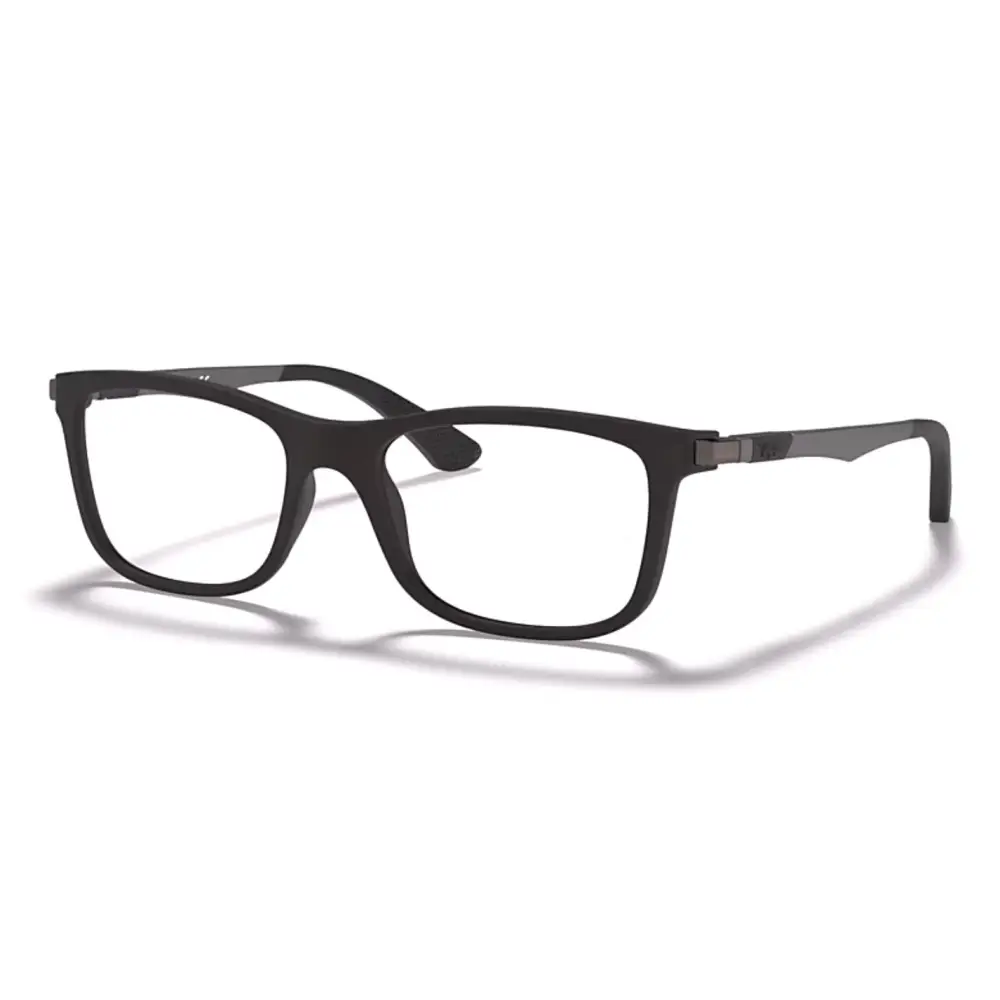 Occhiali Ray-Ban Junior RB1549 neri rettangolari con accenti argento e finitura opaca