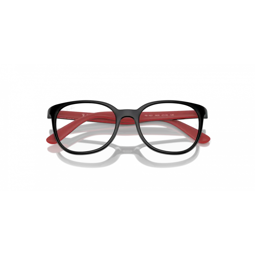 Occhiali Ray-Ban Junior RB1631 montatura nera e rossa acetato, lenti trasparenti