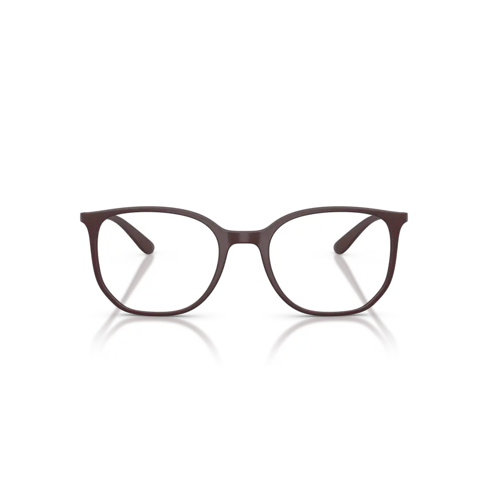 Brown rectangular-framed eyeglasses with clear lenses and sleek design ray ban montatura da vista elliot liteforce unisex rb7397