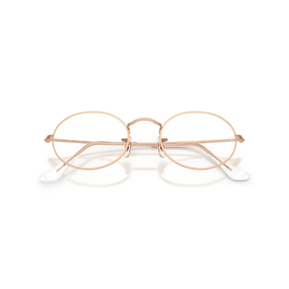 Ray ban montatura da vista unisex jack rb6465 in metallo sottile color oro rosa con lenti ovali e terminali bianchi