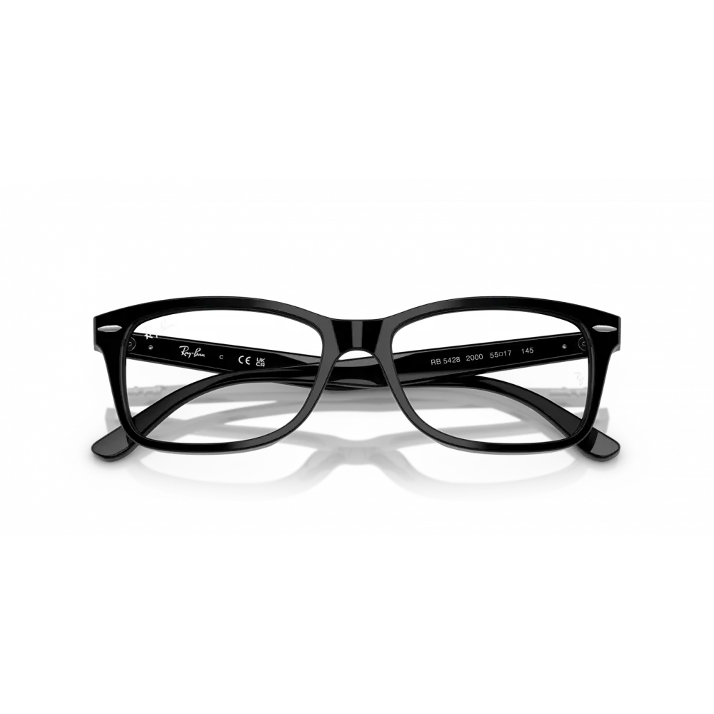 Black Ray Ban montatura da vista unisex RB5428 in plastica rettangolare con finitura lucida classica