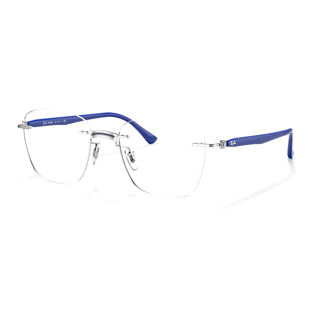 Occhiali Ray-Ban LightRay RB8769 argento senza montatura con stanghette blu