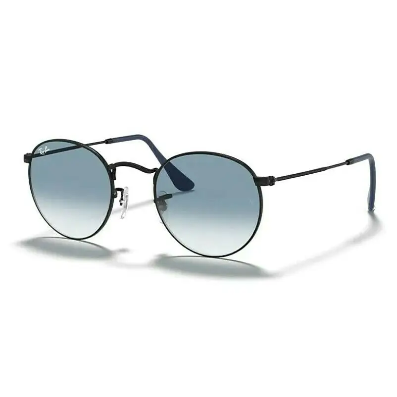 Occhiali da sole Ray-Ban Round Metal RB3447 neri con lenti blu sfumate