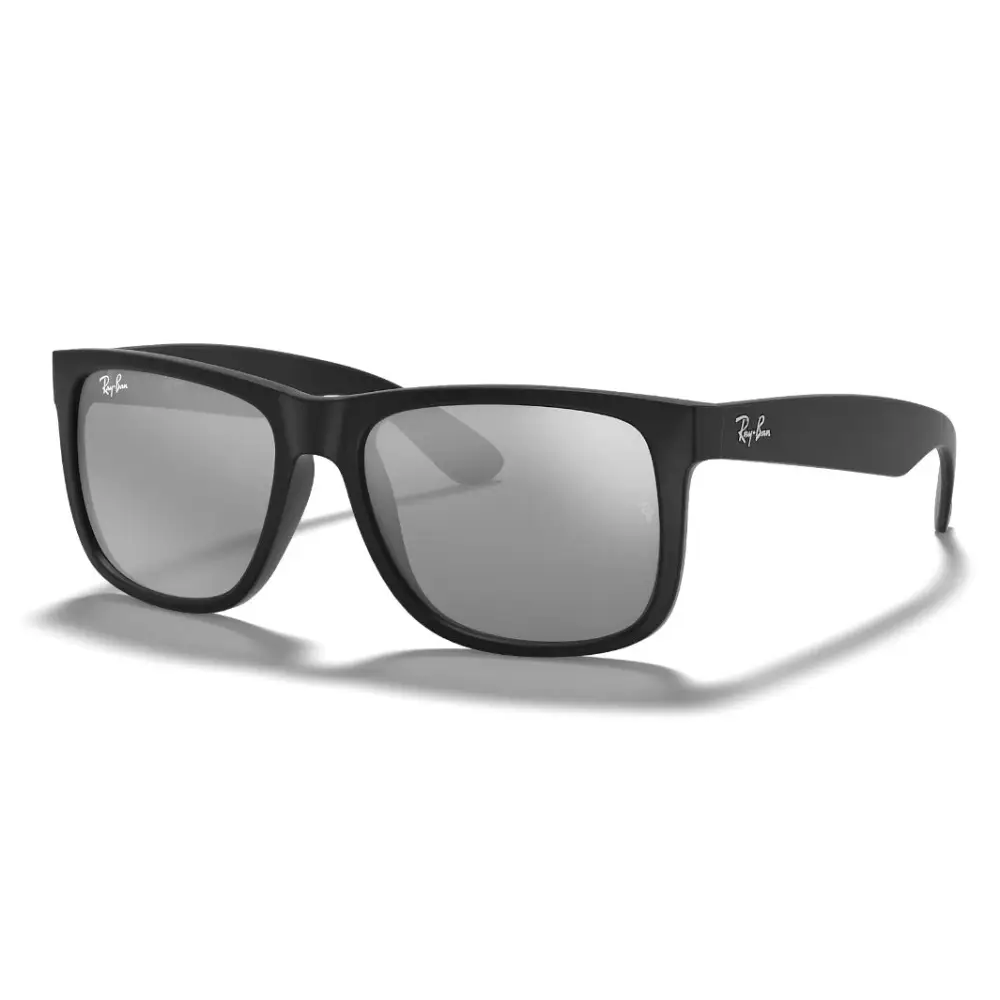 Occhiali da sole Ray-Ban Justin uomo RB4165 622/6G nero opaco specchiati argento