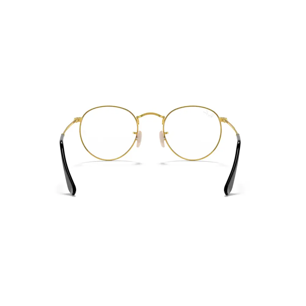 Ray-Ban RB3447V occhiali tondi metallici oro con aste nere e nasalini rosa