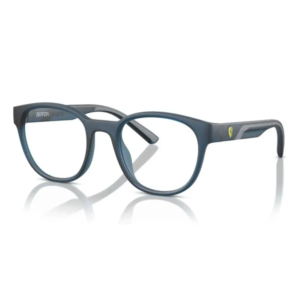 Occhiali da vista Scuderie Ferrari FZ8002U blu opaco con logo cavallo rampante giallo