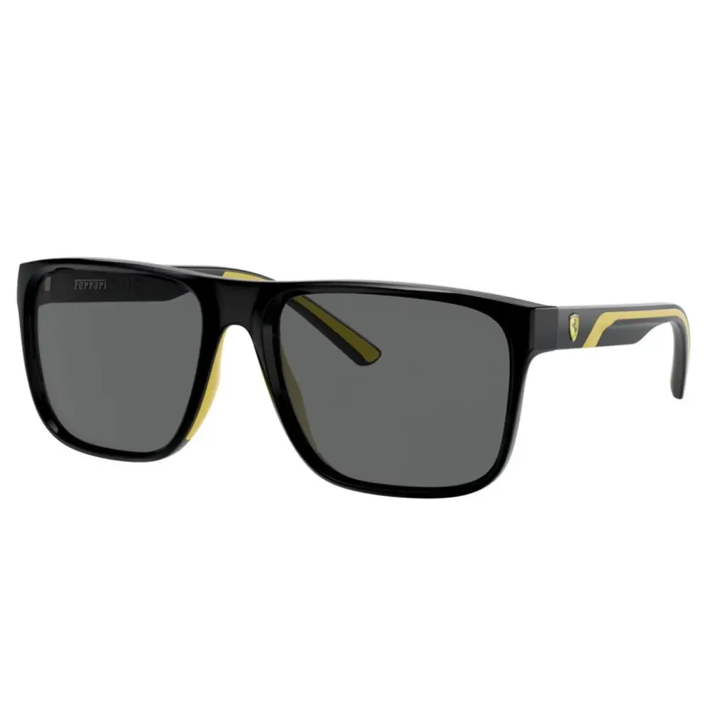 Occhiali da sole Scuderie Ferrari FZ6002U neri e gialli, lucidi, rettangolari