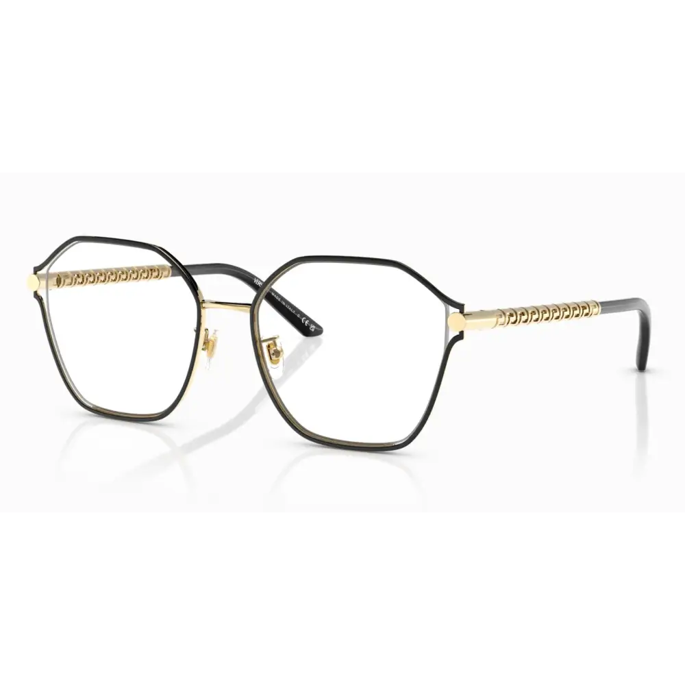 Montatura Versace VE1299D oro nero esagonale dettagli intricati 55/18