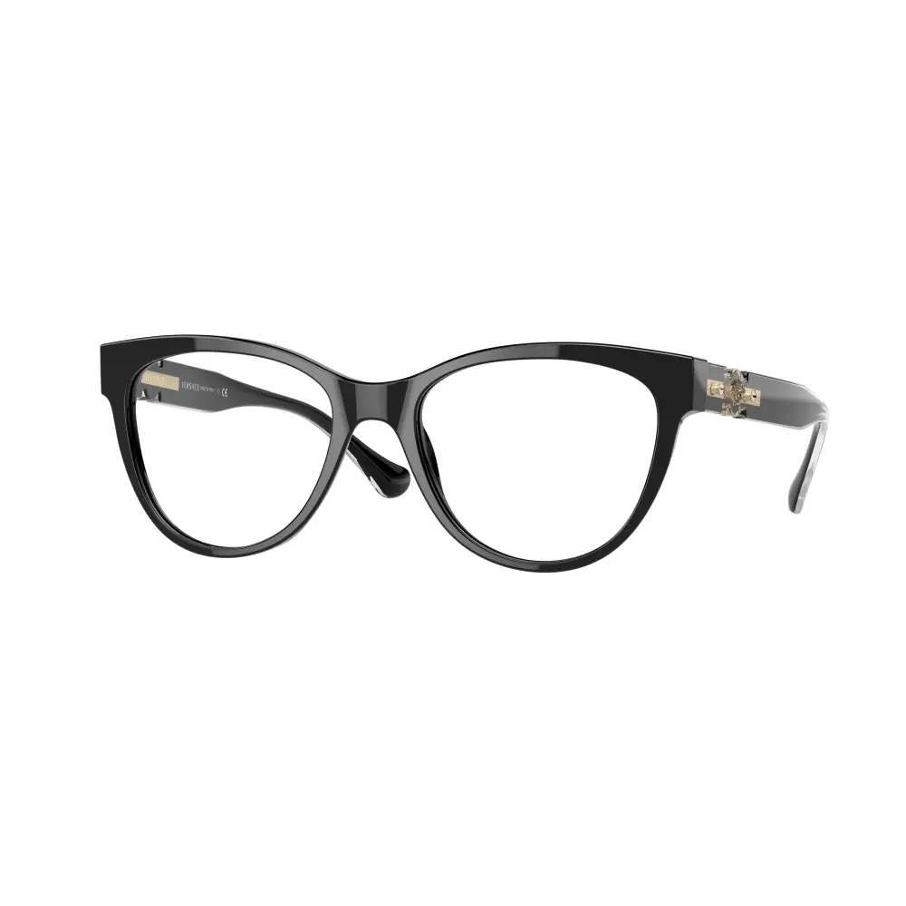 Occhiali da vista Versace VE3304 GB1 donna, cat-eye neri con accenti oro