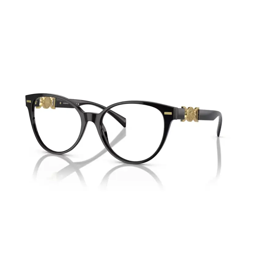 Occhiali da vista Versace VE3334 GB1 donna, cat-eye neri con accenti oro