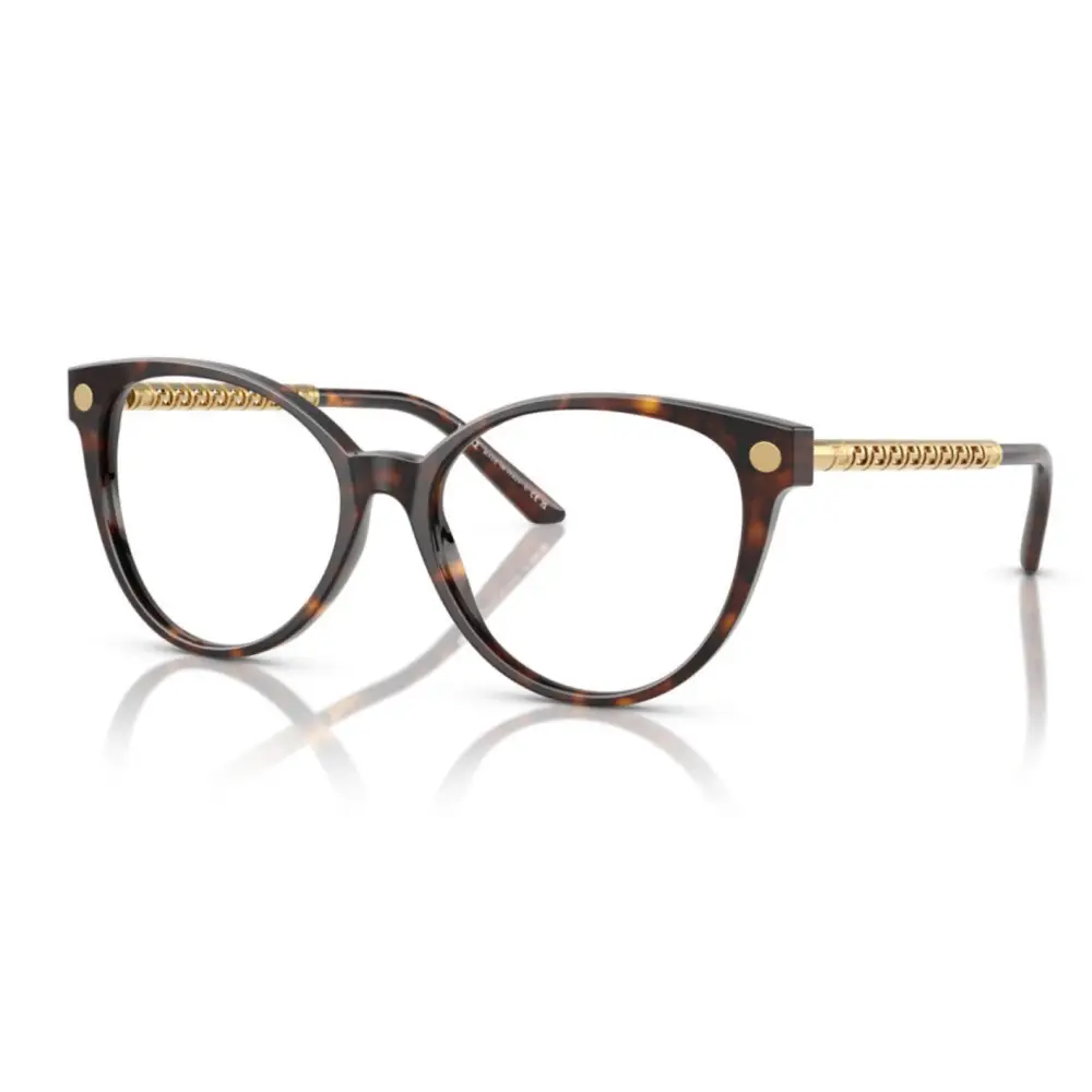 Occhiali da vista Versace VE3353 donna 108, montatura tartaruga oro cat-eye con texture sui templi