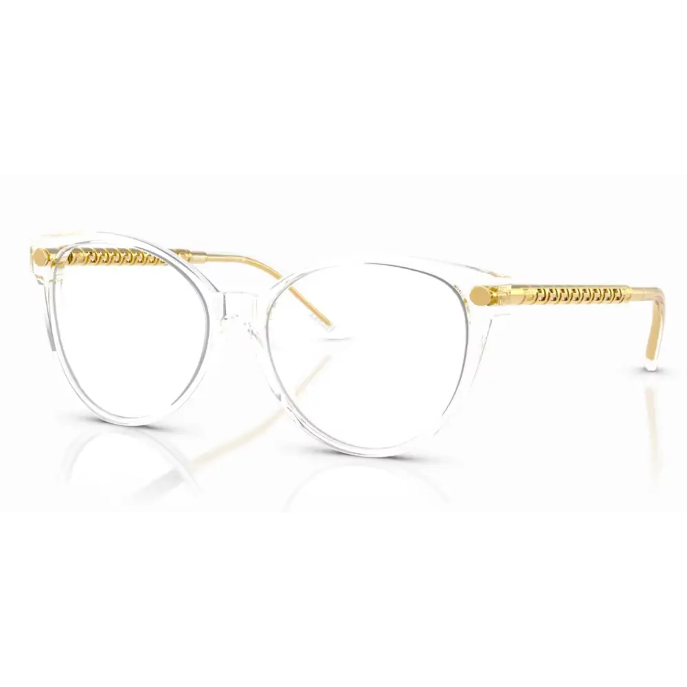 Occhiali da vista Versace VE3353 cat-eye in acetato trasparente con accenti oro