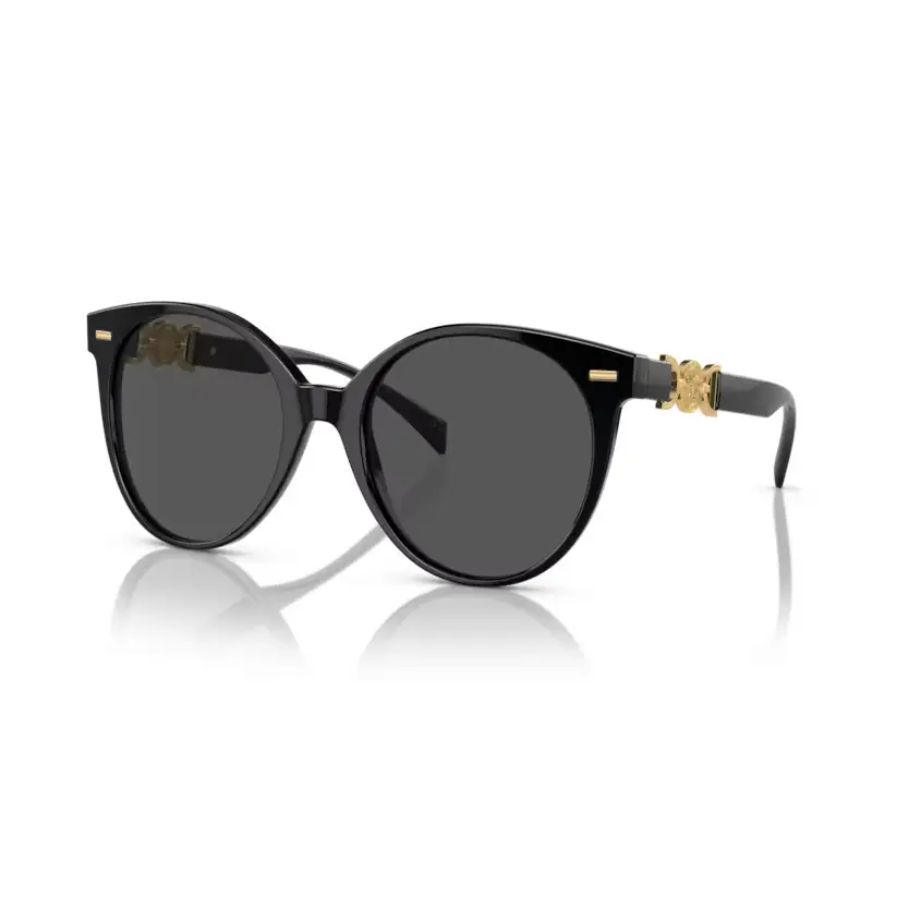 Occhiali da sole Versace donna VE4442 GB1/87 neri con oro e lenti rotonde